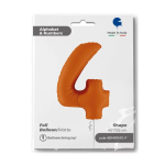 Шар (40''/102 см) Цифра, 4, Оранжевый, Сатин, 1 шт. в уп., 400400MO-P