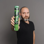 Пневмохлопушка (12/30 см), С Праздником!, Звезды фольга, Зеленый/Золото, 1 шт., 823187