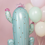 Шар 3D (59''/150 см) Фигура на подставке, Кактус, Голубой, Сатин, 1 шт. в уп., 26445
