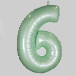 Шар (40''/102 см) Цифра, 6, Мятный, Макарунс, 1 шт., 901766PM