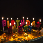 Свечи Буквы С Днем Рождения, Яркий глиттер, Ассорти, с блестками, 2,5 см, 1 шт. с держат., 802670