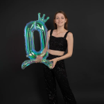 Шар (32''/81 см) Цифра на подставке, 0 Корона, Хамелеон, Хамелеон, 1 шт. в уп., 24030