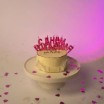 Свечи Буквы С Днем Рождения, на шпажке, Розовый, Металлик, 1,5*2,6 + 3,5 см, 1 шт. с держат., 803021