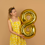 Шар (40''/102 см) Цифра, 8, Золото, Металлик, 1 шт. в уп., 24088