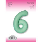 Шар (40''/102 см) Цифра, 6 Slim, Мятный, Матовый, 1 шт. в уп., B901916MM