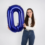 Шар (32''/81 см) Цифра, 0, Темно-синий, 1 шт. в уп., 26050
