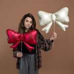 Шар с клапаном (20''/51 см) Фигура, Бант (надув воздухом), Белый песок, Сатин, 1 шт., 26460