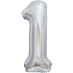 Шар (50''/127 см) Цифра, 1 XXL, Серебро, 1 шт. в уп., 131141
