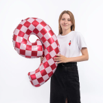 Шар (34''/86 см) Цифра, 9 Клеточки, Розовый/Фуше, 1 шт. в уп., 26649