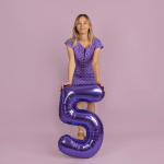 Шар (40''/102 см) Цифра, 5, Сиреневый, Металлик, 1 шт. в уп., 24215