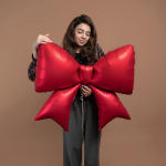 Шар (39''/99 см) Фигура, Бант, Красный, Сатин, 1 шт. в уп., 26458