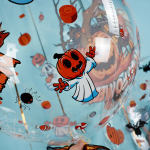 Шар с клапаном (18''/46 см) Сфера, Хэллоуин, Страшная тыква, Прозрачный, Кристалл, 1 шт. в уп., 518020