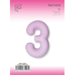 Шар (40''/102 см) Цифра, 3 Slim, Светло-розовый, Матовый, 1 шт. в уп., B901913MRS