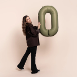 Шар (40''/102 см) Цифра, 0 Slim, Оливковый, Матовый, 1 шт., 901910MOL