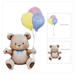 Шар (30''/76 см) Фигура 3D, Мишка на День Рождения, 1 шт. в уп., 26731