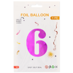 Шар (40''/102 см) Цифра, 6, Фуше, Металлик, 1 шт. в уп., 24226