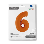 Шар (40''/102 см) Цифра, 6, Оранжевый, Сатин, 1 шт. в уп., 400600MO-P