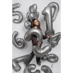 Шар (40''/102 см) Цифра, 5 Slim, Лунное Серебро, Матовый, 1 шт. в уп., B901915MMS