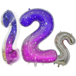 Шар (34''/86 см) Цифра, 2 Сияющий космос, Сиреневый, Градиент, 1 шт. в уп., 131022