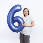 Шар (34''/86 см) Цифра, 6, Синий, Сатин, 1 шт. в уп., 131056V