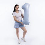 Шар (40''/102 см) Цифра, 1 Slim, Небесный, 1 шт. в уп., 941117