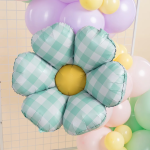 Шар (29''/74 см) Цветок, Ромашка, Клетка Виши (надув воздухом), Мятный, 1 шт., 27640