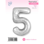 Шар (40''/102 см) Цифра, 5 Slim, Серебро, 1 шт. в уп., C901915P