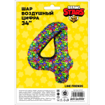 Шар (34''/86 см) Цифра, 4 Game Party, 1 шт. в уп., 501554
