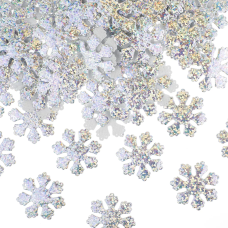 Декоративное украшение Снежинки, фетр, 3 см, Серебро, Голография, 100 шт., 6232297