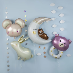 Шар (34''/86 см) Фигура, Полумесяц с медвежонком, 1 шт., 23553