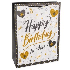 Пакет подарочный, 210гр, Happy Birthday, Лучший День Рождения, Дизайн №3, с блестками, 41*31*12 см, , 503868