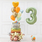 Шар (40''/102 см) Цифра, 3, Оливковый, Сатин, 1 шт. в уп., 400300SOGR-P