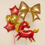 Шар (39''/99 см) Фигура, Бант, Золото, Сатин, 1 шт. в уп., 26835