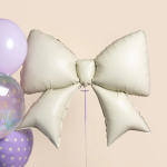 Шар (39''/99 см) Фигура, Бант, Кремовый, Сатин, 1 шт. в уп., 26457