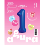 Шар (40''/102 см) Цифра, 1 Slim, Полуночно-синий, 1 шт. в уп., 941223