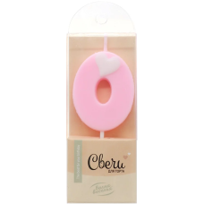 Свеча Цифра, 0 Белое сердечко, на шпажке, Розовый, 4,5 + 4 см, 1 шт. с держат., 802830