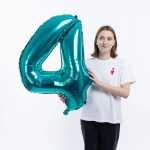 Шар (34''/86 см) Цифра, 4 Slim, Тиффани, 1 шт. в уп., 131404