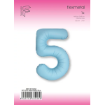 Шар (40''/102 см) Цифра, 5 Slim, Светло-голубой, Матовый, 1 шт. в уп., B901915MAB