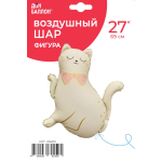Шар (27''/69 см) Фигура, Кошечка с бантом, Сатин, 1 шт. в уп., 26680