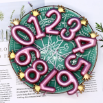 Свеча Цифра, 0 Золотая корона, на шпажке, Розовый, Металлик, 4,5*7 + 3,5 см, 1 шт. с держат., 802810