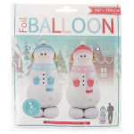 Шар 3D (58''/147 см) Фигура на подставке, Снеговик в голубом шарфе, 1 шт. в уп., 24865