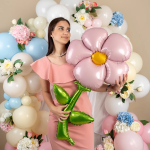 Шар (43''/109 см) Цветок, надув воздухом, Розовый, 1 шт. в уп., 27123P