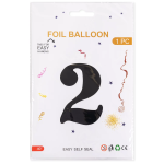 Шар (40''/102 см) Цифра, 2, Черный, Металлик, 1 шт. в уп., 27352