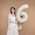 Шар (40''/102 см) Цифра, 6 Slim, Кремовый Латте, Матовый, 1 шт., 901916MCL