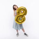 Шар (40''/102 см) Цифра, 8, Золото, Металлик, 1 шт. в уп., 26488