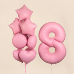 Шар (40''/102 см) Цифра, 8, Розовая Сакура, Матовый, 1 шт. в уп., 400800MSPK-P