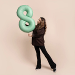 Шар (40''/102 см) Цифра, 8 Slim, Мятный, Матовый, 1 шт. в уп., B901918MM