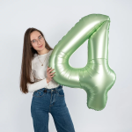 Шар (40''/102 см) Цифра, 4, Авокадо, Сатин, 1 шт. в уп., 24314