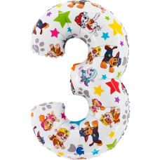 Шар (26''/66 см) Цифра, 3 Щенячий Патруль, 1 шт., L223 Шар (26''/66 см) Цифра, 3 Щенячий Патруль, 1 шт., L223