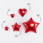 Шар с клапаном (10''/25 см) Мини-сердце, Красный, Металлик, 1 шт., 27237